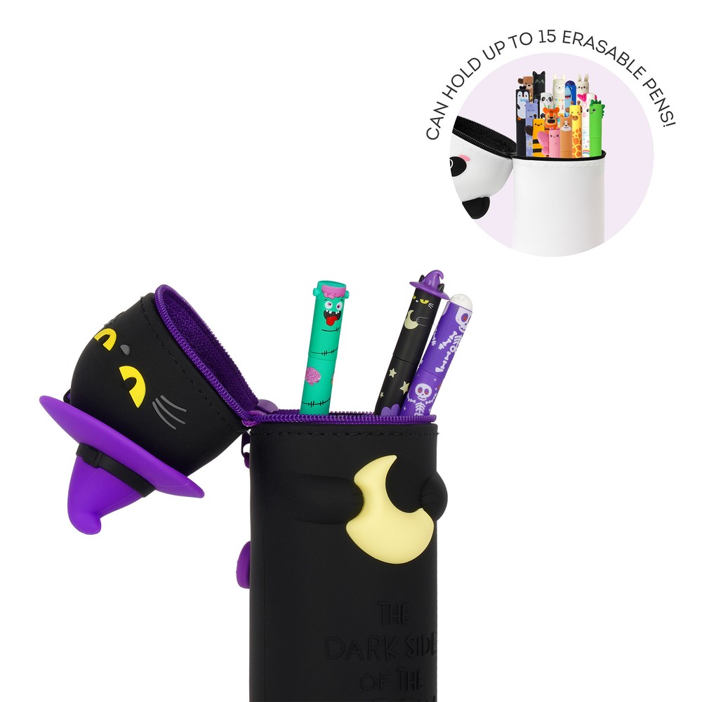 Astuccio Portapenne 2 In 1 In Silicone Morbido A Forma Di Gattino, Per Scuola E Ufficio, Diametro 6,5 Cm, Altezza 19 Cm